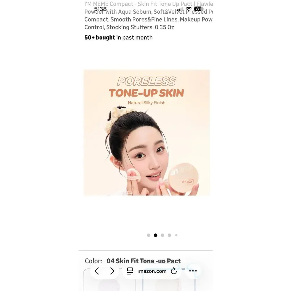 NEW! I'M MEME Compact Skin Fit Tone Up Pact Flawless Finish Powder w/ Aqua Sebum